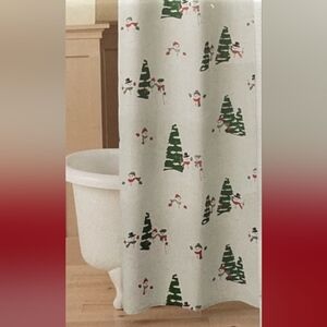 KOHLS St Nicholas Christmas Holiday Shower Curtain Snowman Trees 70x70